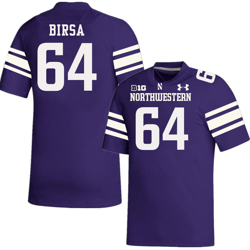 Northwestern Wildcats #64 Anthony Birsa College Football Jerseys Stitched-Purple